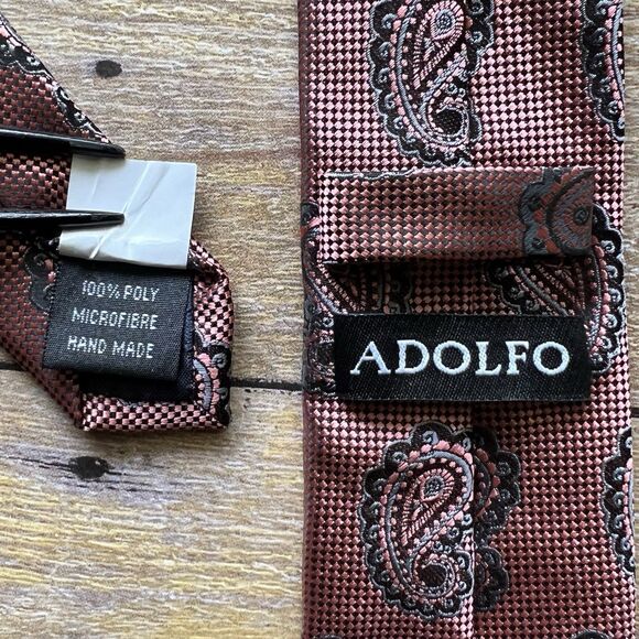 Adolfo One Size Mens Tie Orange 56”x 2” - Picture 8 of 12